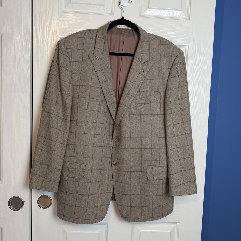 Joseph Abboud Men's Tollegno 1900 Windowpane Blazer Sport Coat Made USA